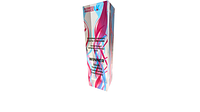 A large cuboid glass trophy, the size of an average water bottle with purple and blue swirls on the front with black printed words on the bottom saying: Winner SYCF